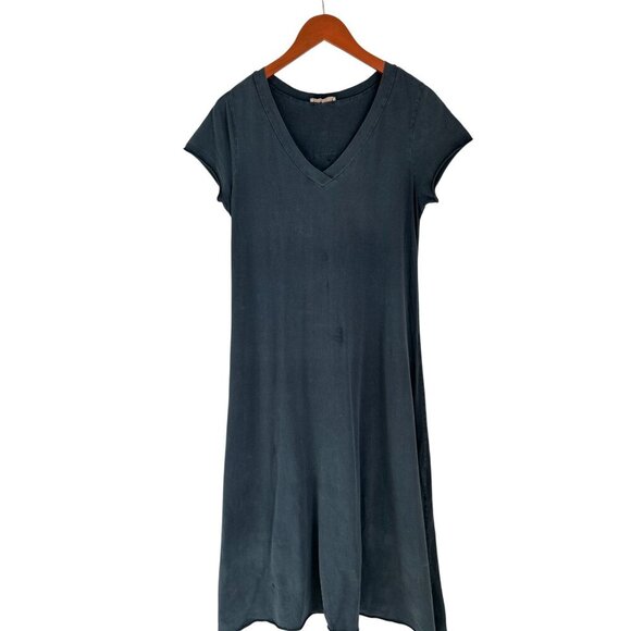 AROMA Sugar Skull Back Design Dress Boho Hipster Charcoal Gray Cotton Maxi - Picture 4 of 5